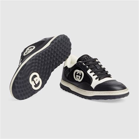 gucci black and white sneakers|gucci mac80 black leather.